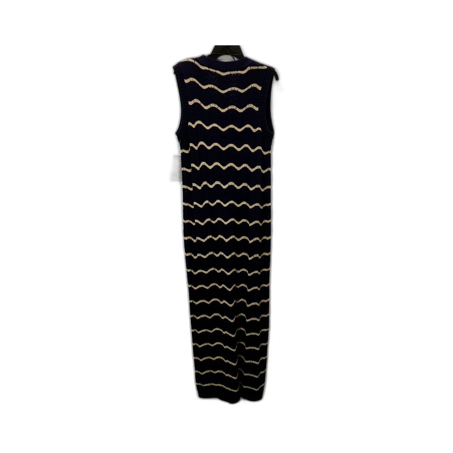 Grab Denim Womens Knit Dress Navy and Beige Wave Pattern Cotton Size S NEW