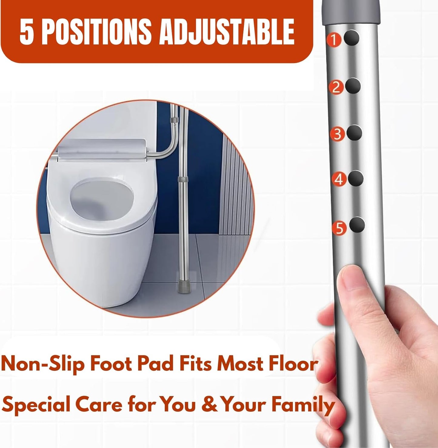 Adjustable Toilet Safety Rails for Elderly with Easy DIY Installation - NEW