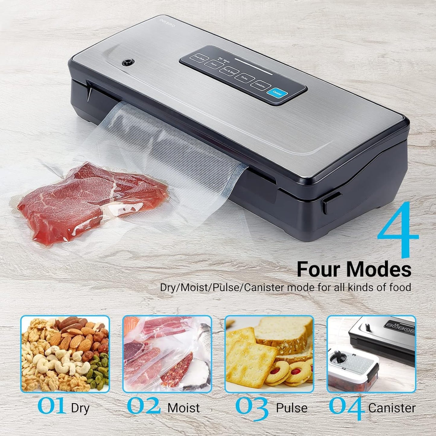 Inkbird Vacuum Sealer Machine Food Storage with Seal Bags and Starter Kit NEW