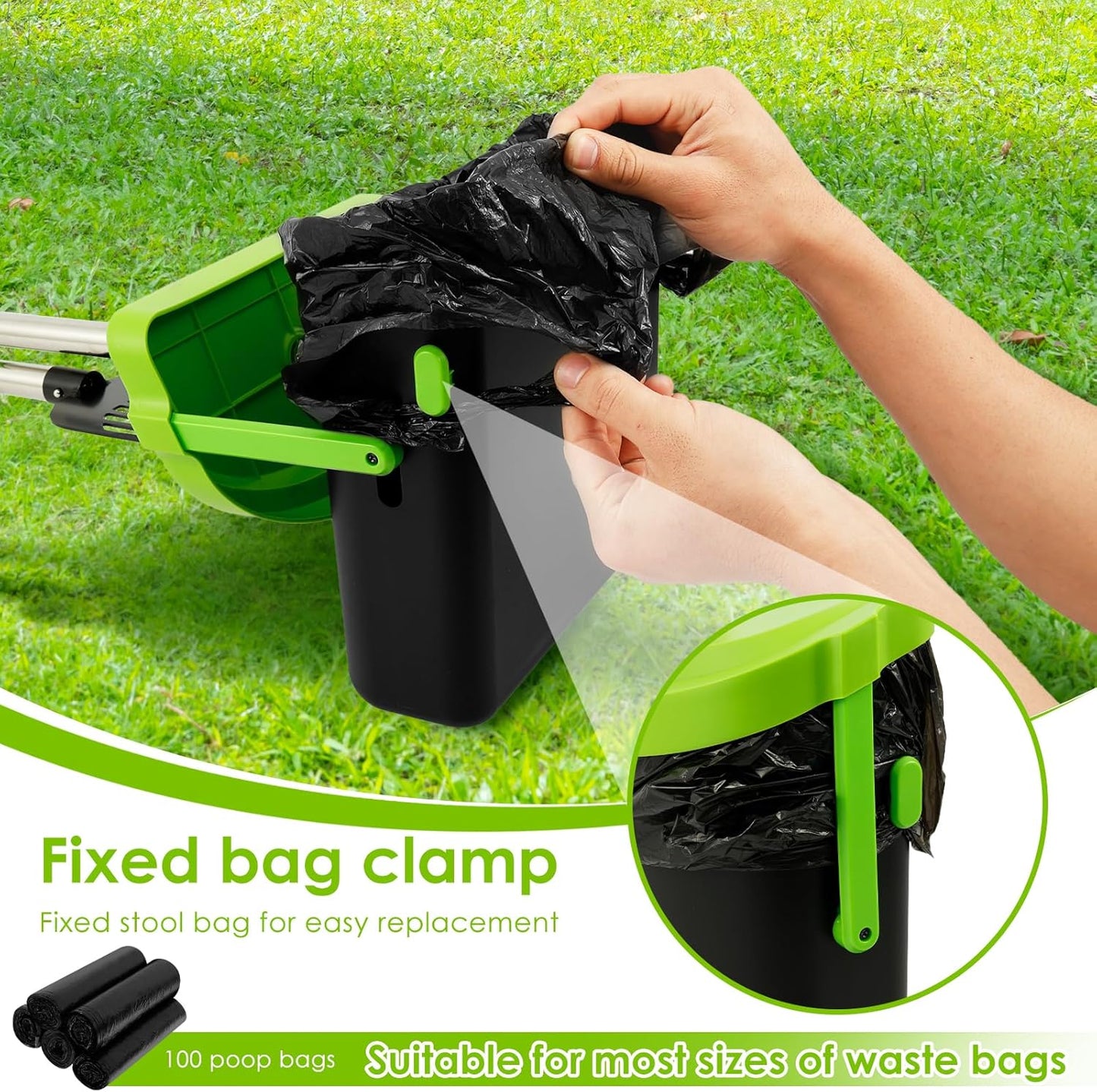 Adjustable Ergonomic Dog Poop Scooper Set with Demonstration - Pooper DEMO