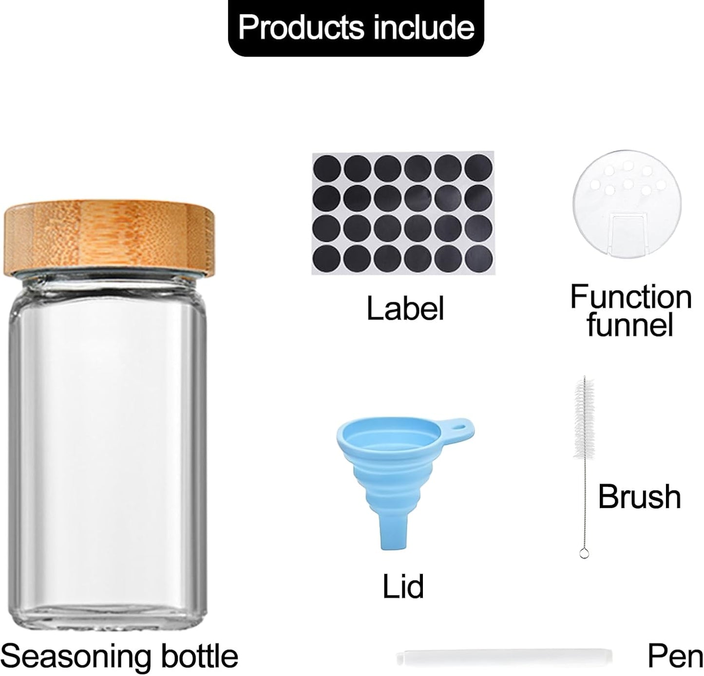 Transparent Glass Storage Jars with Bamboo Lids, 120ml, 12-Pack Size 120ml NEW
