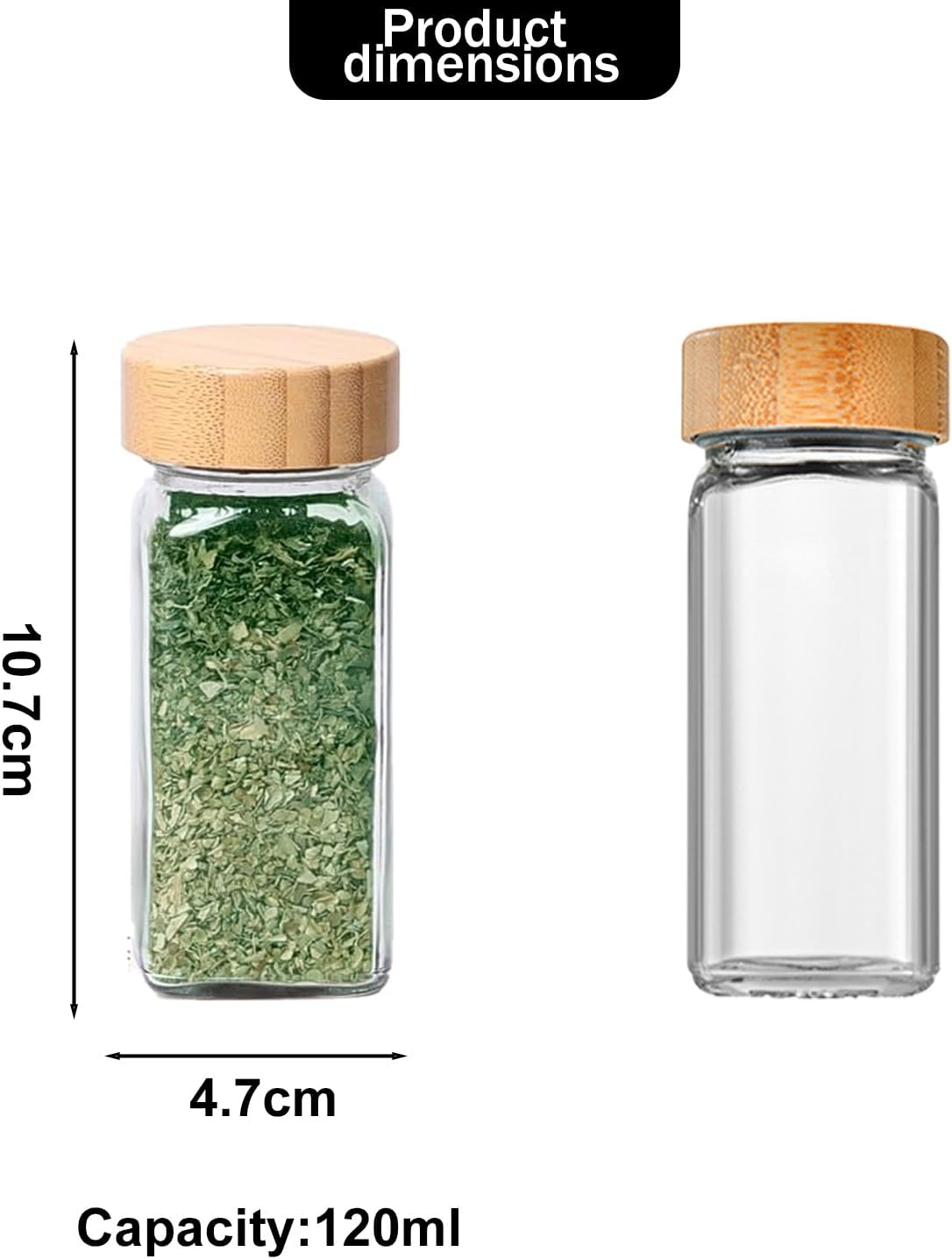 Transparent Glass Storage Jars with Bamboo Lids, 120ml, 12-Pack Size 120ml NEW
