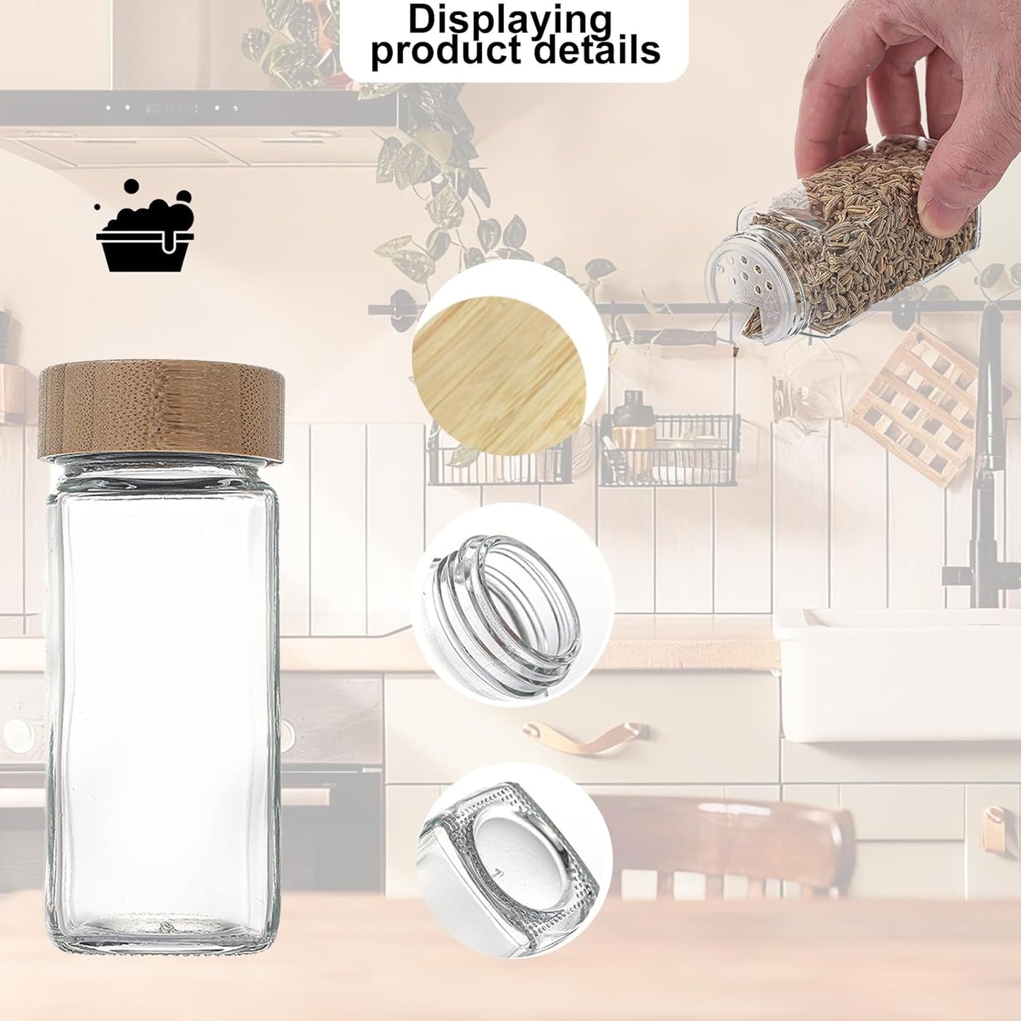 Transparent Glass Storage Jars with Bamboo Lids, 120ml, 12-Pack Size 120ml NEW