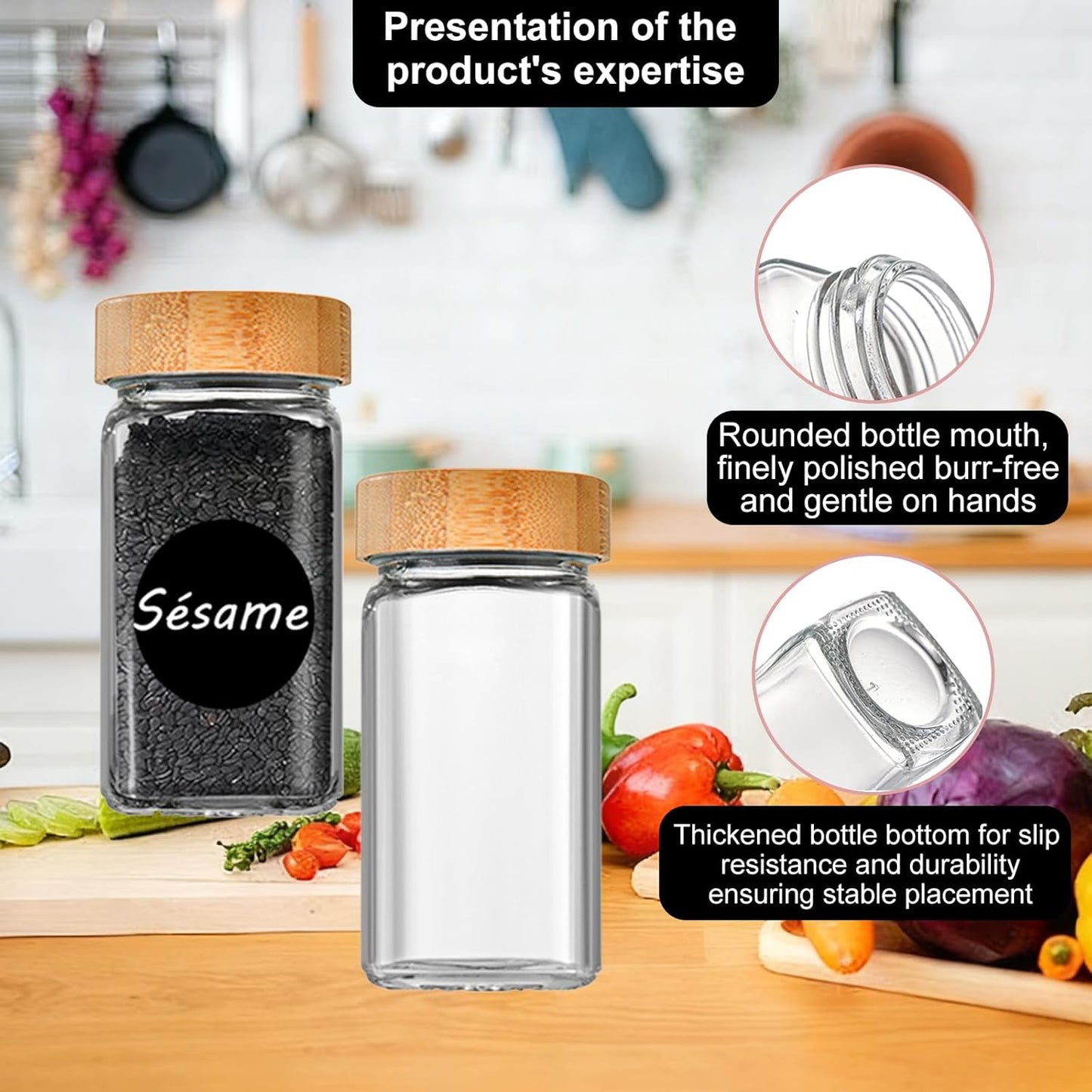 Transparent Glass Storage Jars with Bamboo Lids, 120ml, 12-Pack Size 120ml NEW