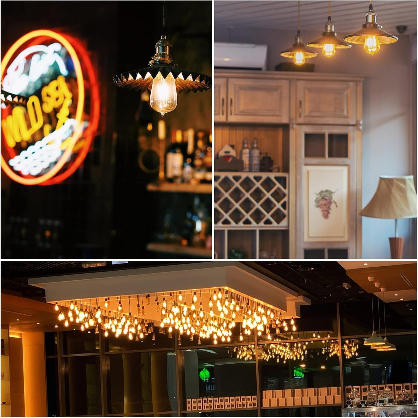 DiCUNO Vintage LED Bulbs Amber LED Edison Bulb, 6W Equivalent Retro Glass DEMO
