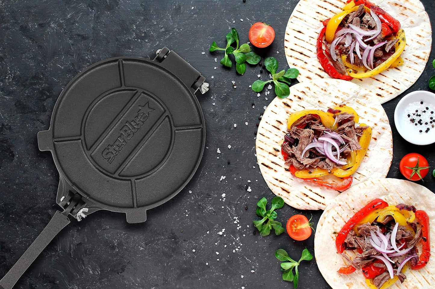 StarBlue 20cm Speciality Appliances Cast Iron Tortilla Press with 100 Pcs NEW