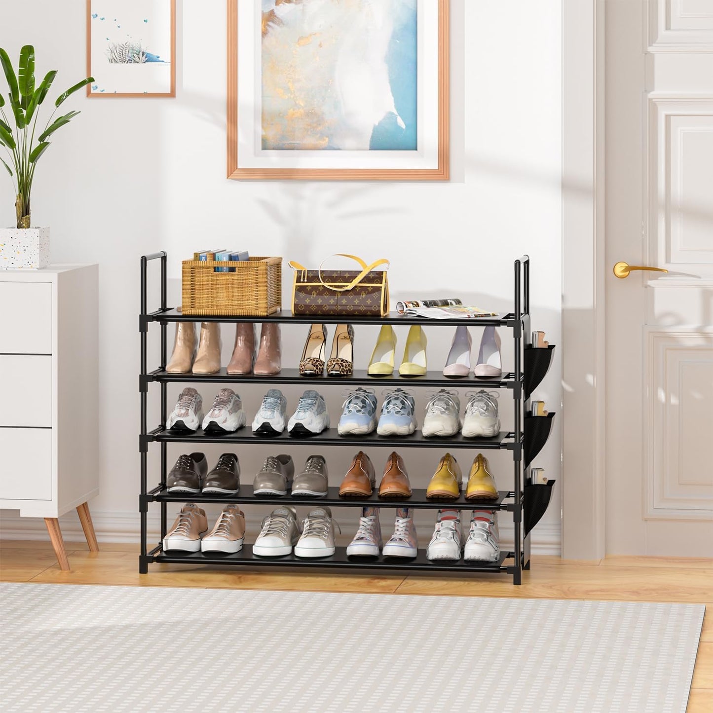 OYREL 5 Tier Free Standing Shoe Organizer Rack Storage 20-25 Pairs Black DEMO