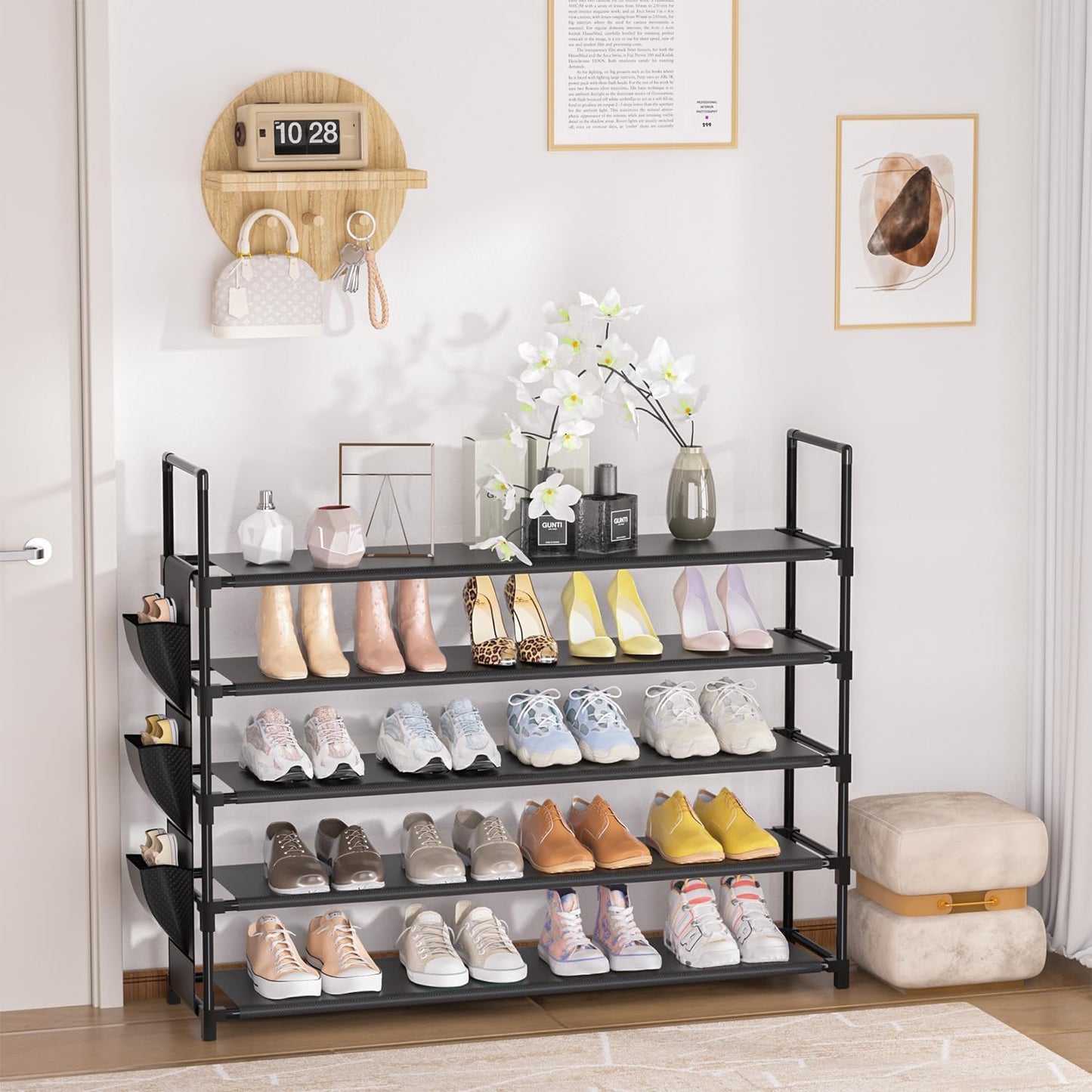 OYREL 5 Tier Free Standing Shoe Organizer Rack Storage 20-25 Pairs Black DEMO