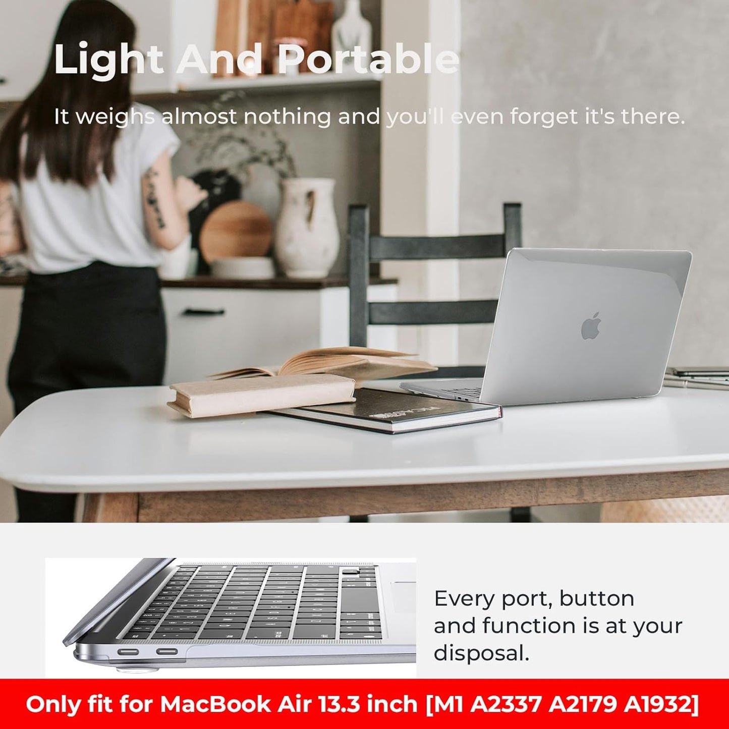 EooCoo Crystal Clear Hard Case Shell for MacBook Air 13 inch Laptop NEW