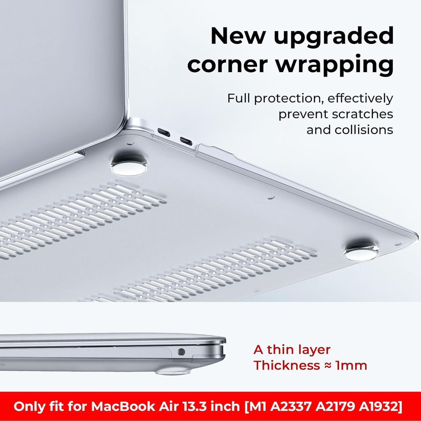 EooCoo Crystal Clear Hard Case Shell for MacBook Air 13 inch Laptop NEW