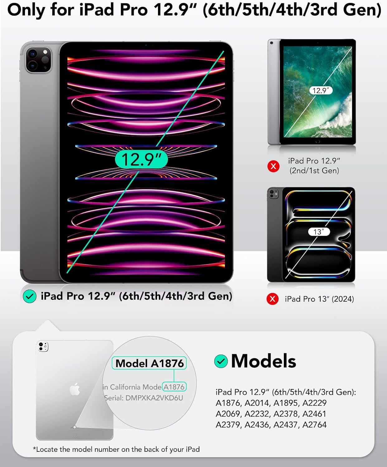 ESR Tempered Glass Screen Protector for iPad Pro 12.9 (2022-2018) Armorite NEW