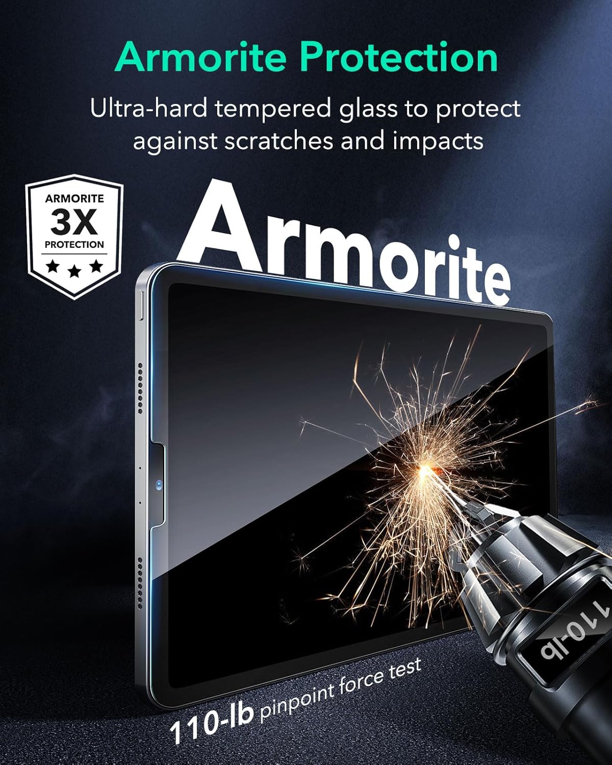 ESR Tempered Glass Screen Protector for iPad Pro 12.9 (2022-2018) Armorite NEW