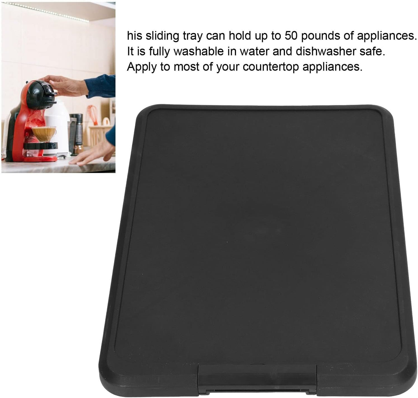 Srliya Kitchen Appliance Sliding Tray Countertop Storage Moving Organizer NEW