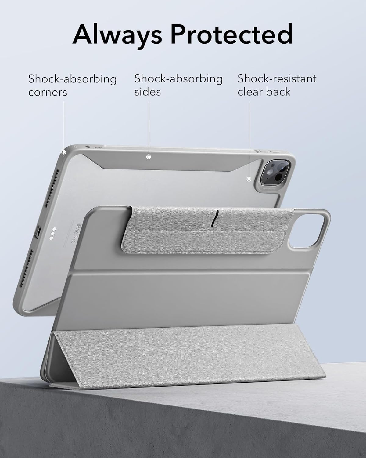 ESR Removable Cases Magnetic Cover Case for iPad Pro 11 inch, Grey NEW