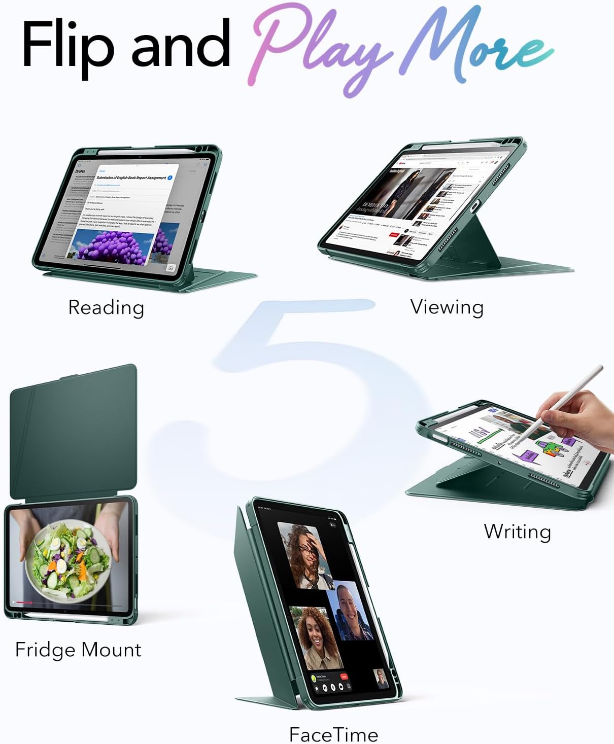 ESR Midnight Cases Green iPad Air 11" Protective Case for 5th/4th Gen NEW