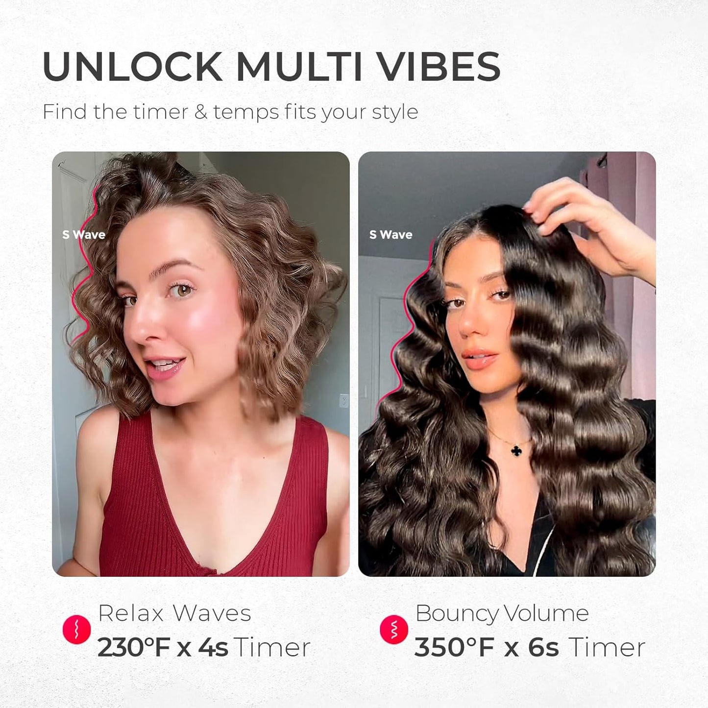 TYMO 32mm Wavers Hair Crimper Waver Tool for Beach Waves Ionic Tourmaline NEW