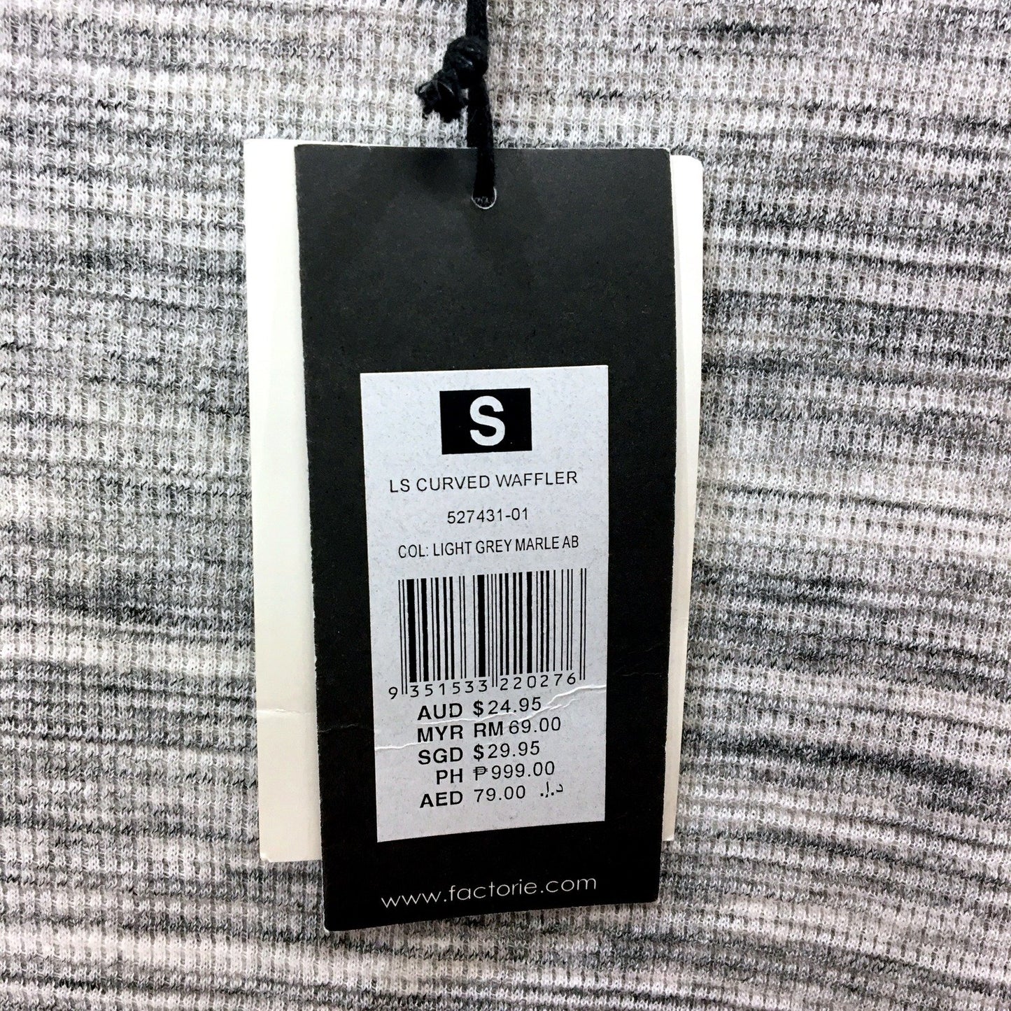 Factorie Womens Pullover Sweatshirt Waffle Texture Light Grey Marle Size S NEW