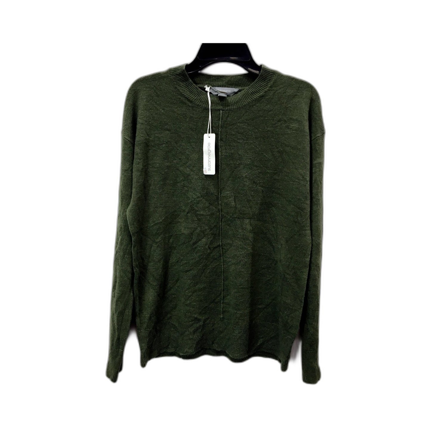 Suzannegrae Womens Acrylic Crew Neck Pullover Sweater in Khaki, Size XXS NEW