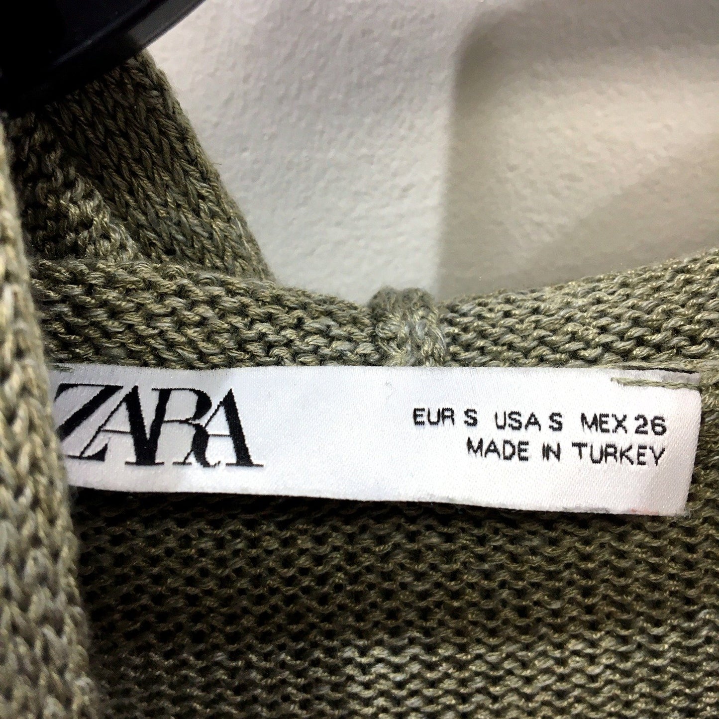 Zara Womens Olive Green Cowl Neck Cotton Pullover Sweater Size S