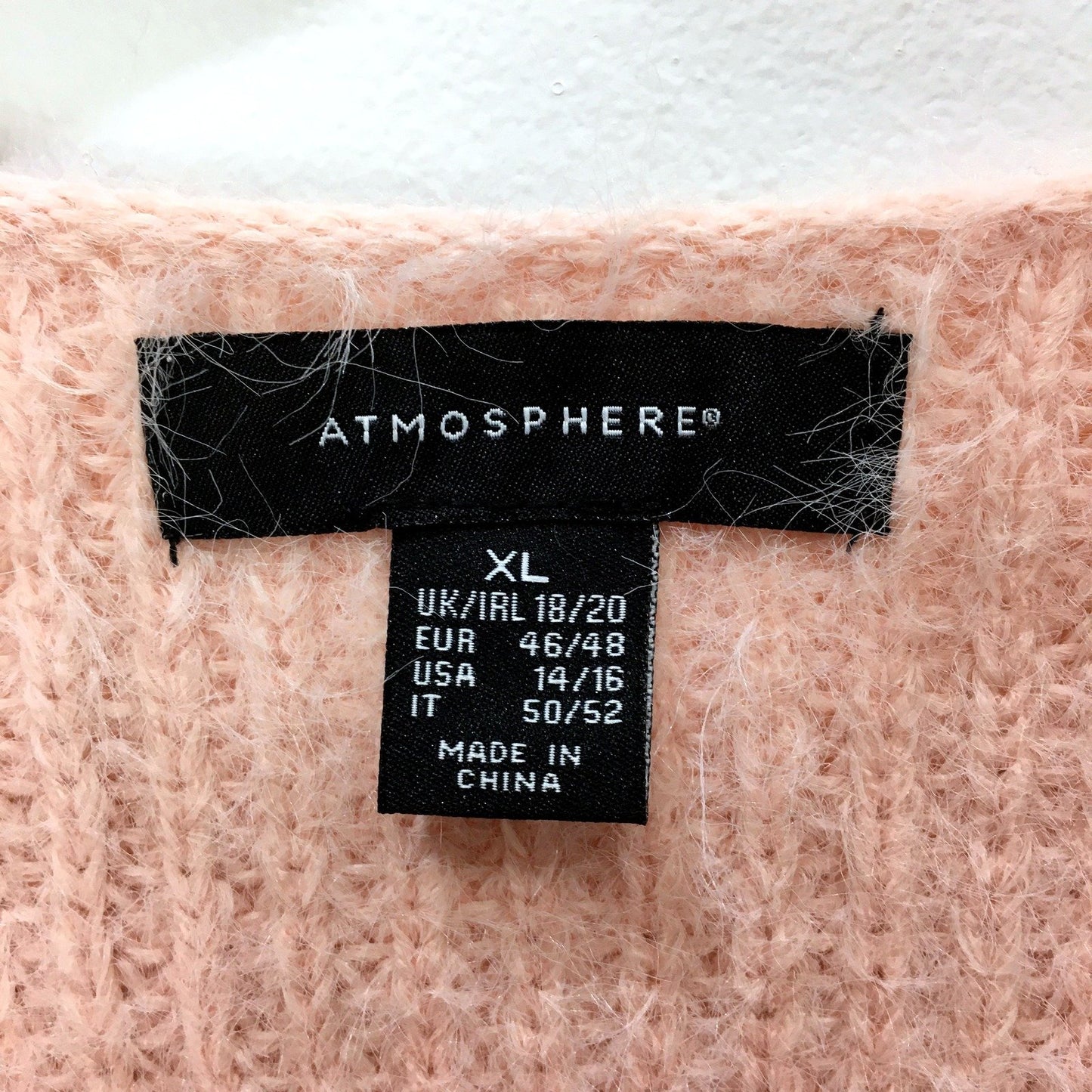 Atmosphere Womens Oversized Fuzzy Pullover Sweater Cozy Knit Pink Size 18