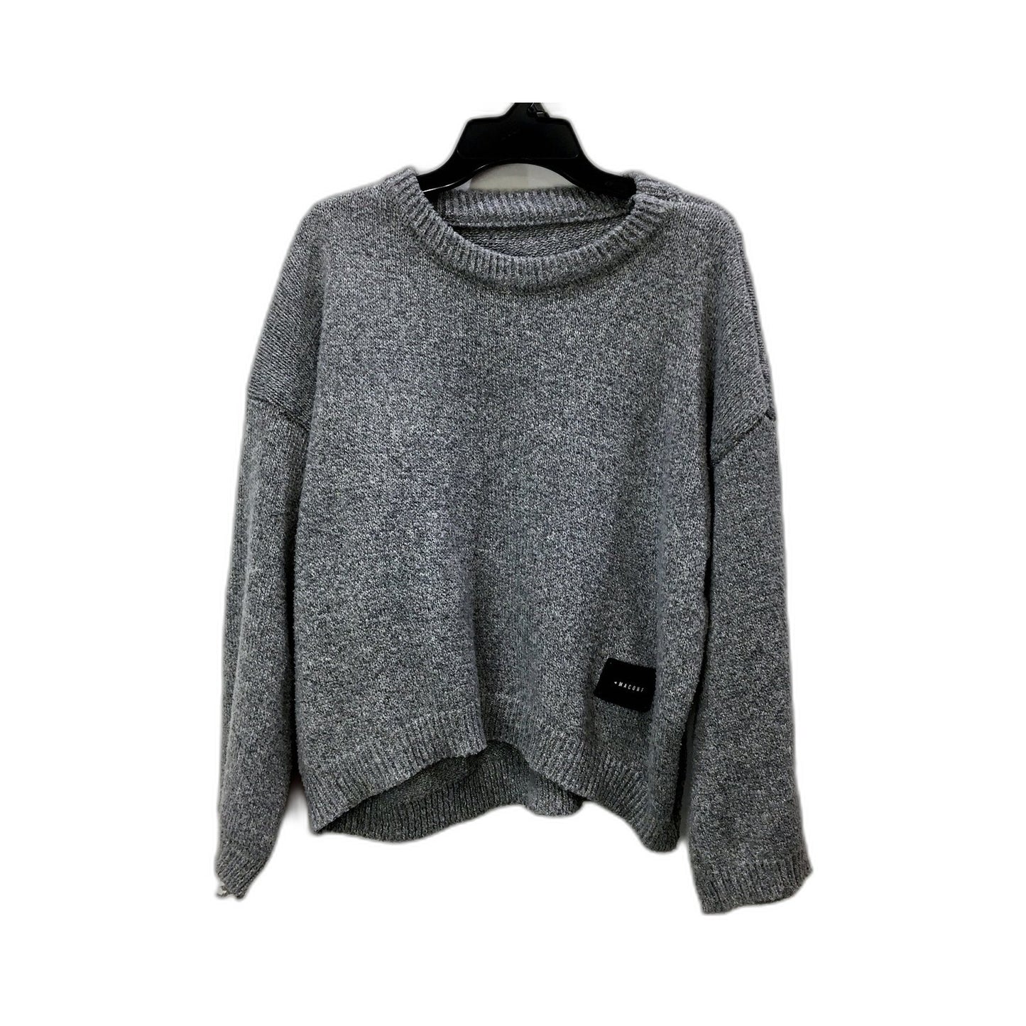 Macon F Womens Gray Ribbed Crew Neck Pullover Sweater, Small Size