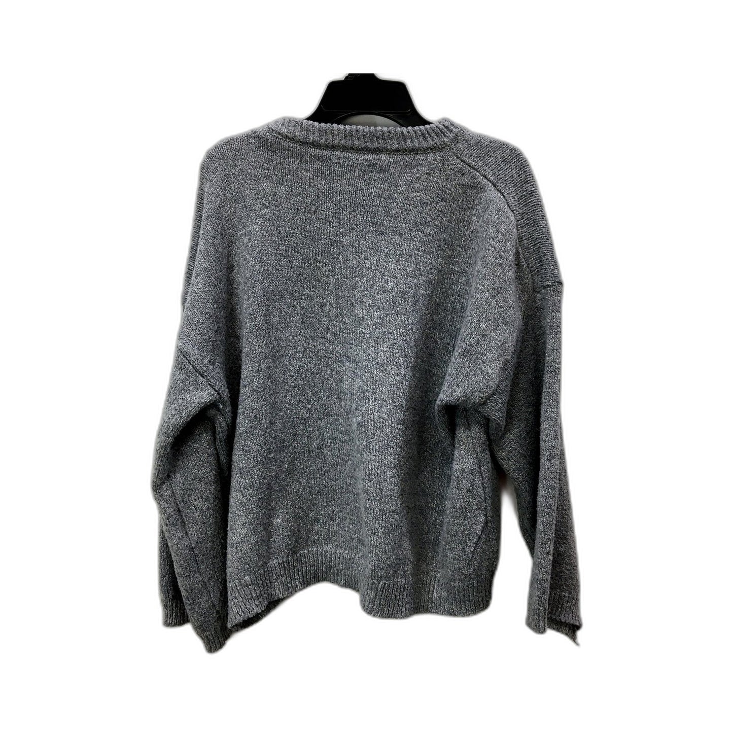 Macon F Womens Gray Ribbed Crew Neck Pullover Sweater, Small Size