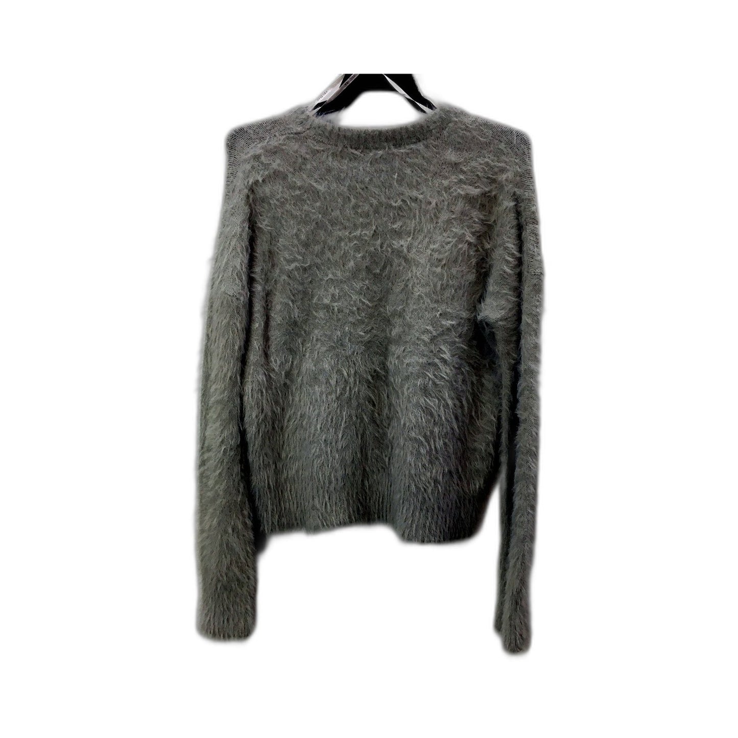 Decjuba Womens Fuzzy Acrylic Pullover Sweater in Grey, Soft Cozy Knit Jumper