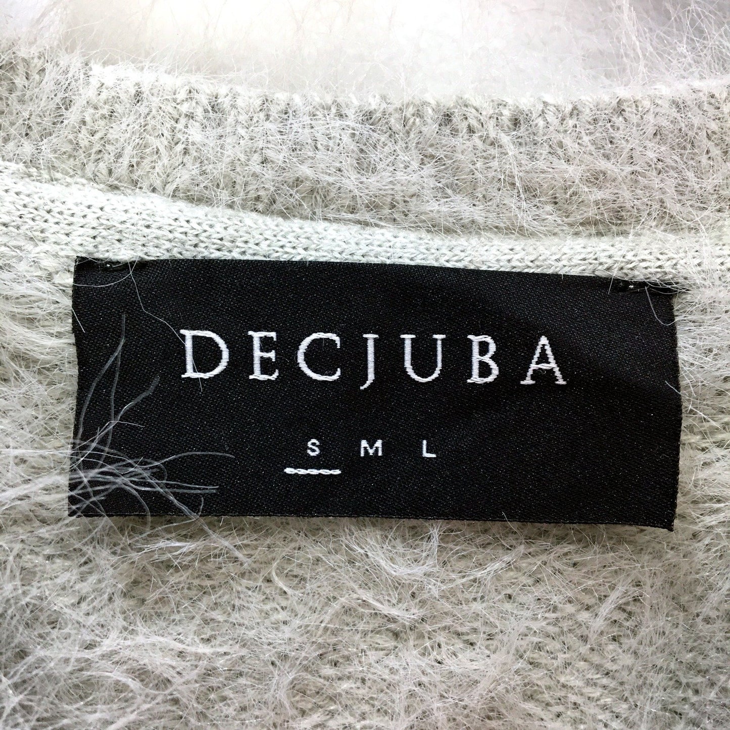 Decjuba Womens Fuzzy Acrylic Pullover Sweater in Grey, Soft Cozy Knit Jumper