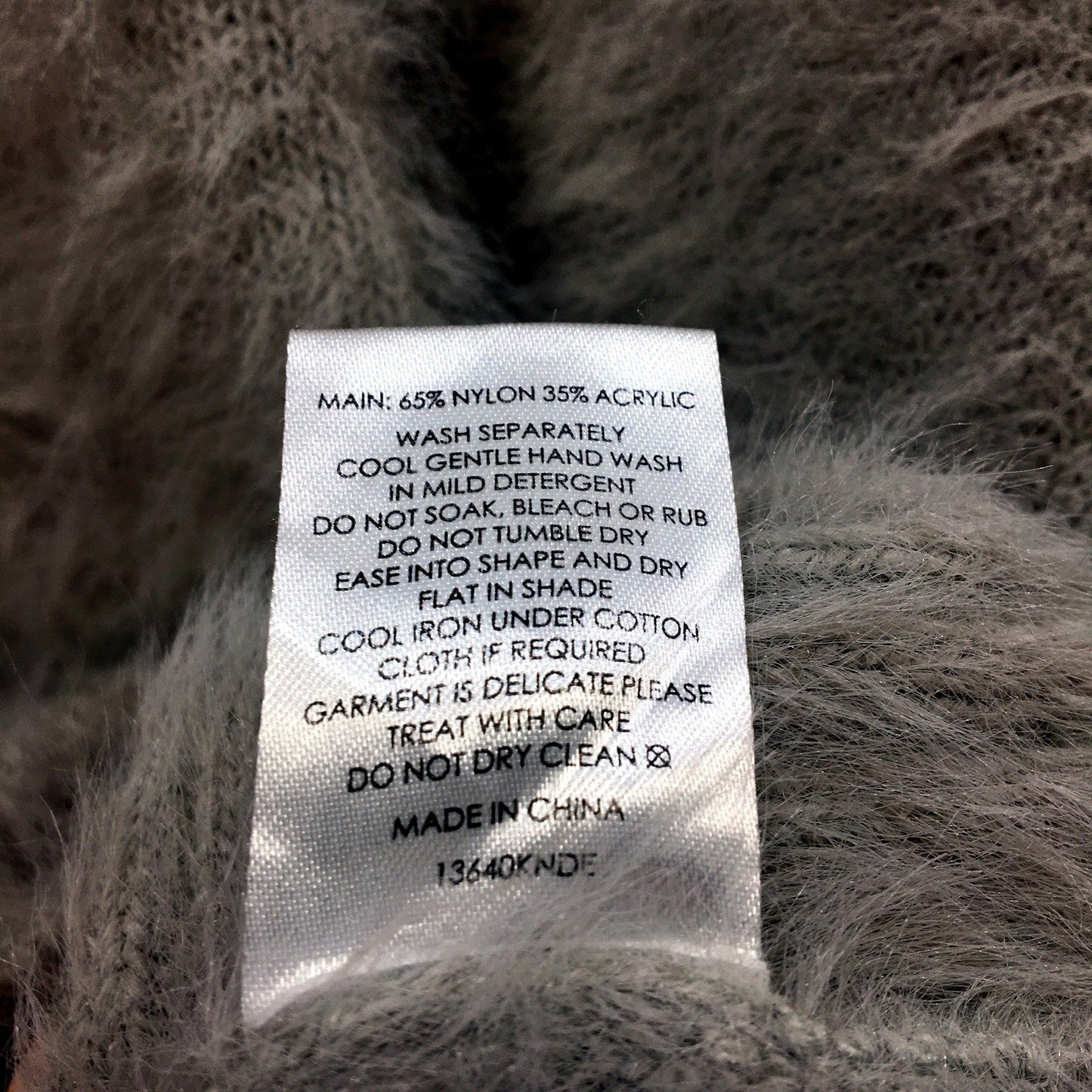 Decjuba Womens Fuzzy Acrylic Pullover Sweater in Grey, Soft Cozy Knit Jumper