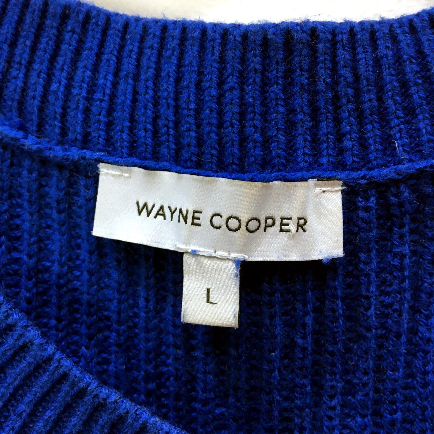 Wayne Cooper Womens Blue Knit Pullover Sweater with Zipper detial, Size L