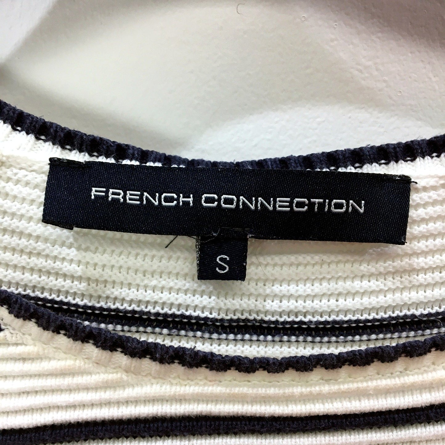French Connection Womens Striped Pullover Sweater Cotton Black and White Size S