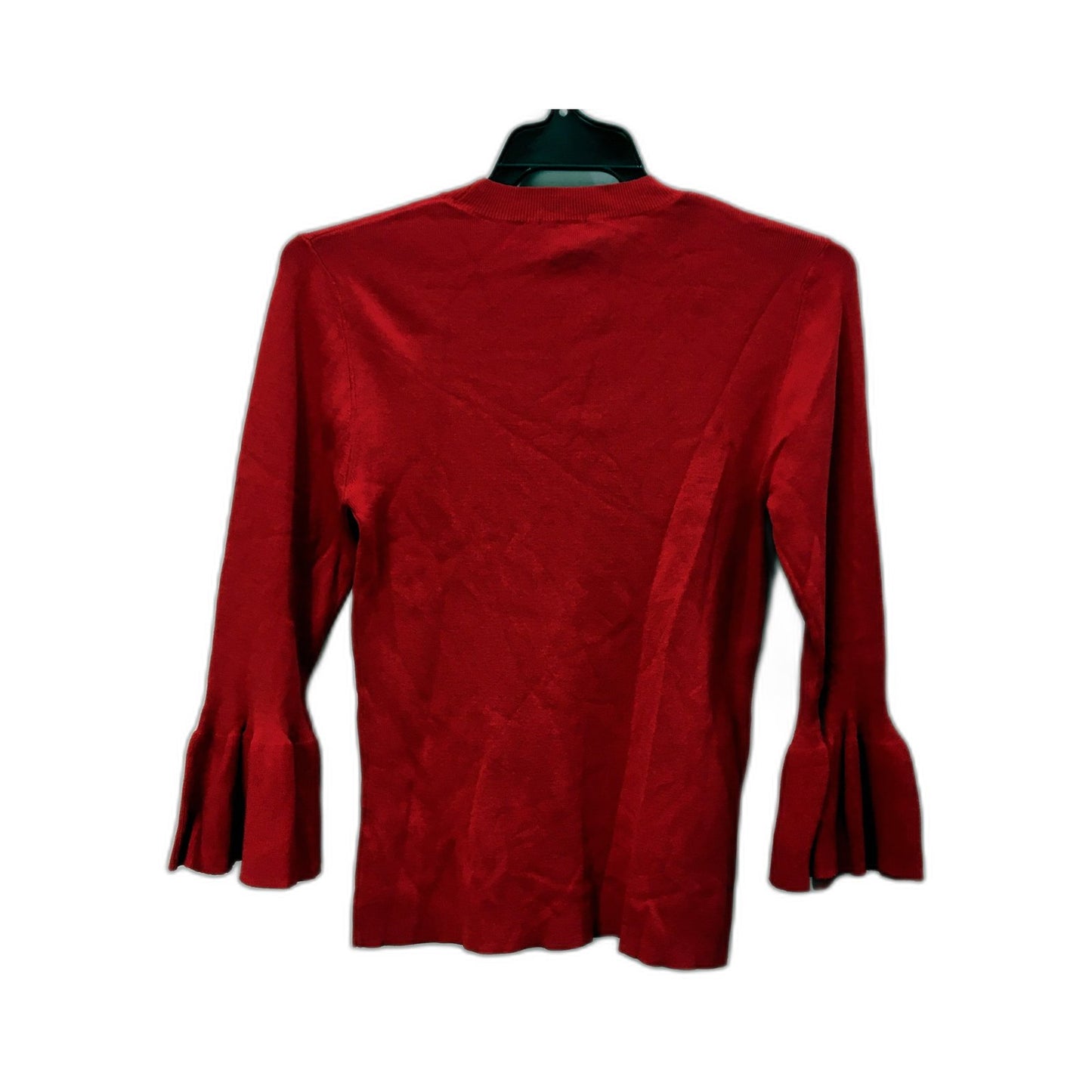 Cue Womens Bell Sleeve Pullover Sweater in Red Viscose Nylon, Size M NEW