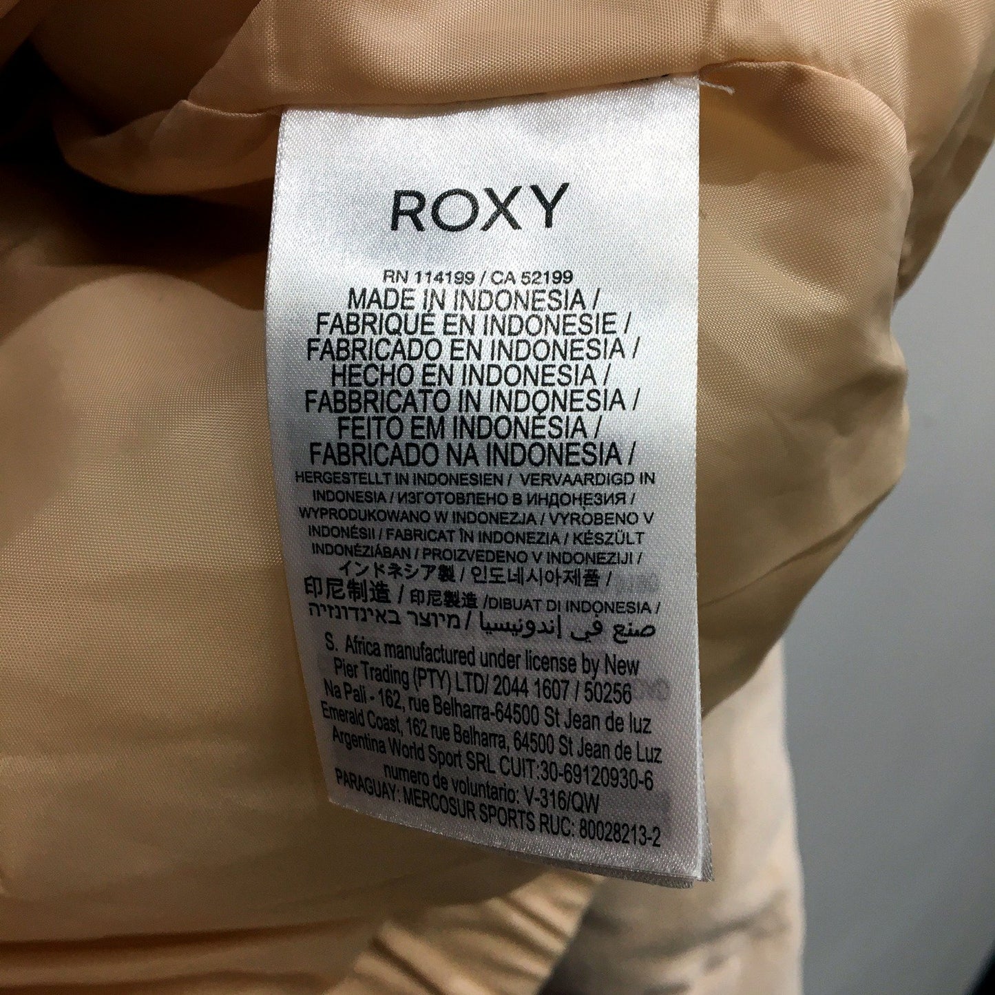 Roxy Womens Quilted Puffer Jacket Beige Lightweight Warm Casual Outerwear Size