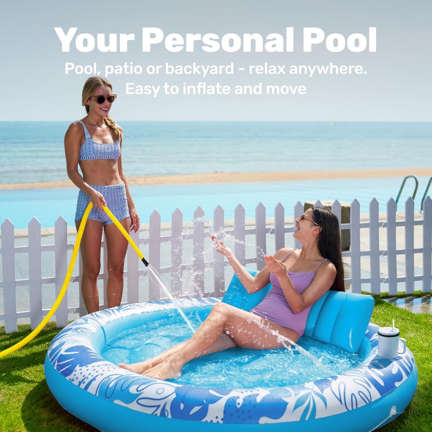 Sloosh Inflatable Pools & Water Fun Tanning Pool Lounger Float 72" x 65" NEW