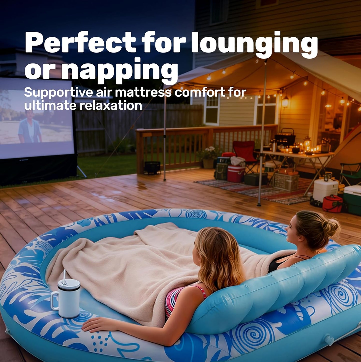 Sloosh Inflatable Pools & Water Fun Tanning Pool Lounger Float 72" x 65" NEW