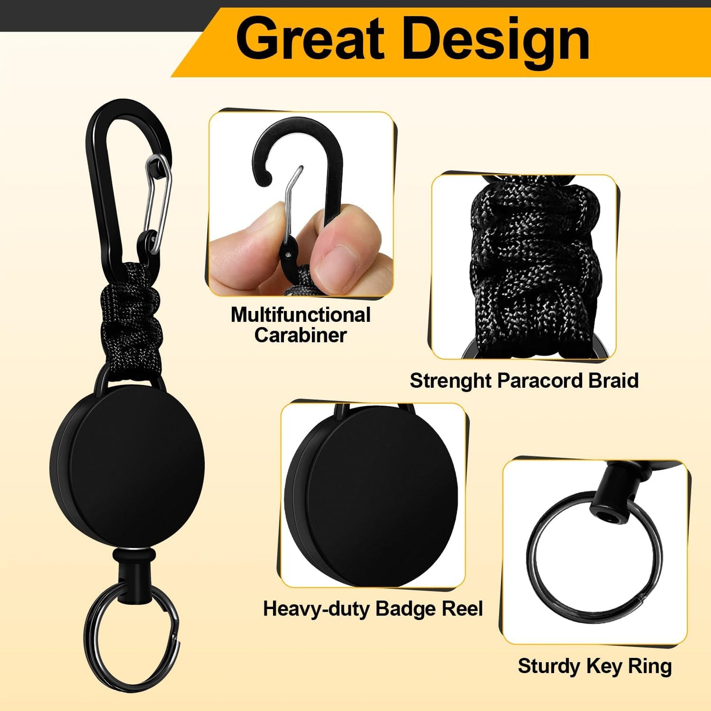 Multi-Color Retractable Badge Holders with Durable Carabiner Clip NEW