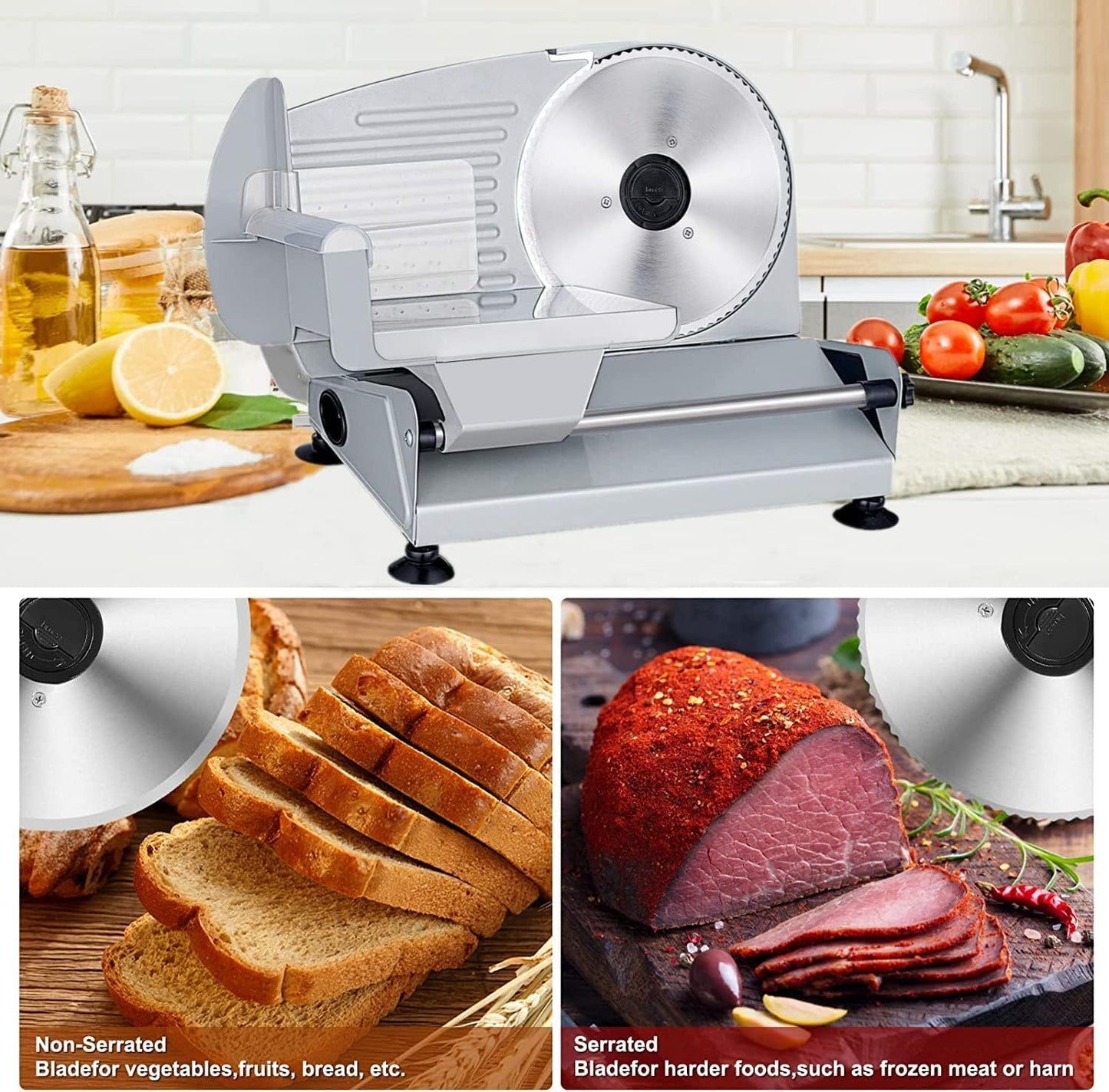 Adando Electric Small Kitchen Appliances Meat Slicer Machine Deli Food DEMO
