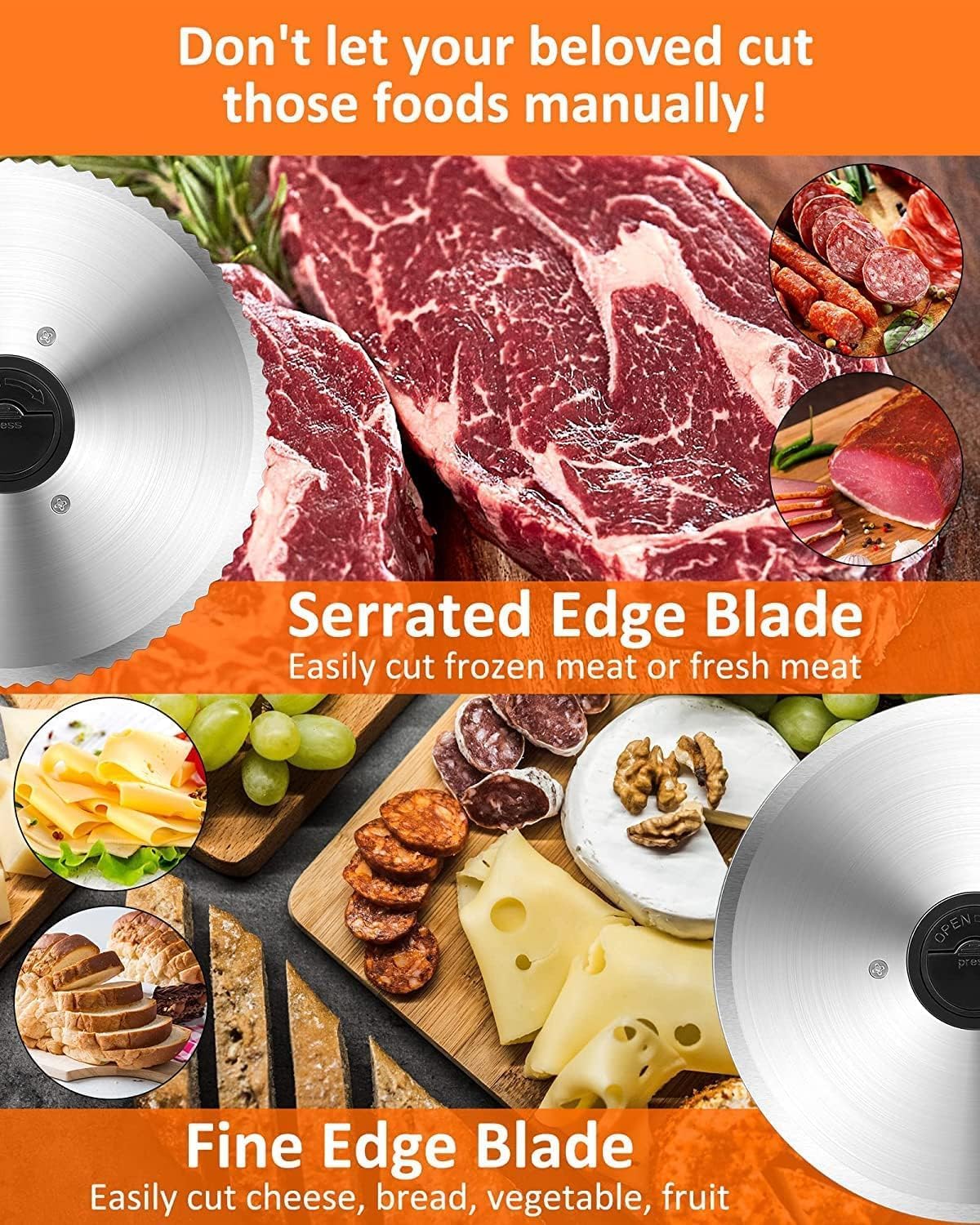 Adando Electric Small Kitchen Appliances Meat Slicer Machine Deli Food DEMO