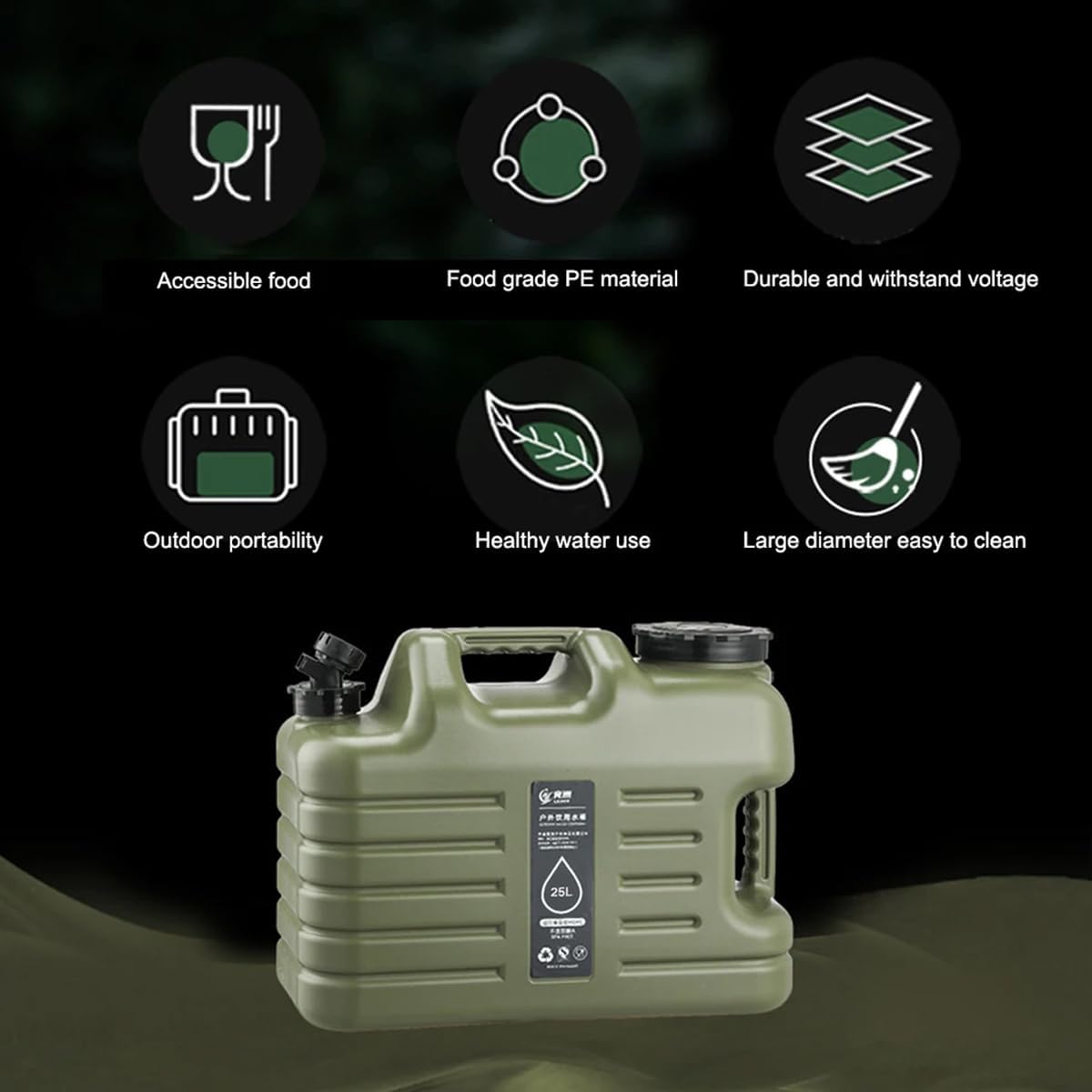 25L Water Container for Outdoor Camping & Hiking Flasks NEW