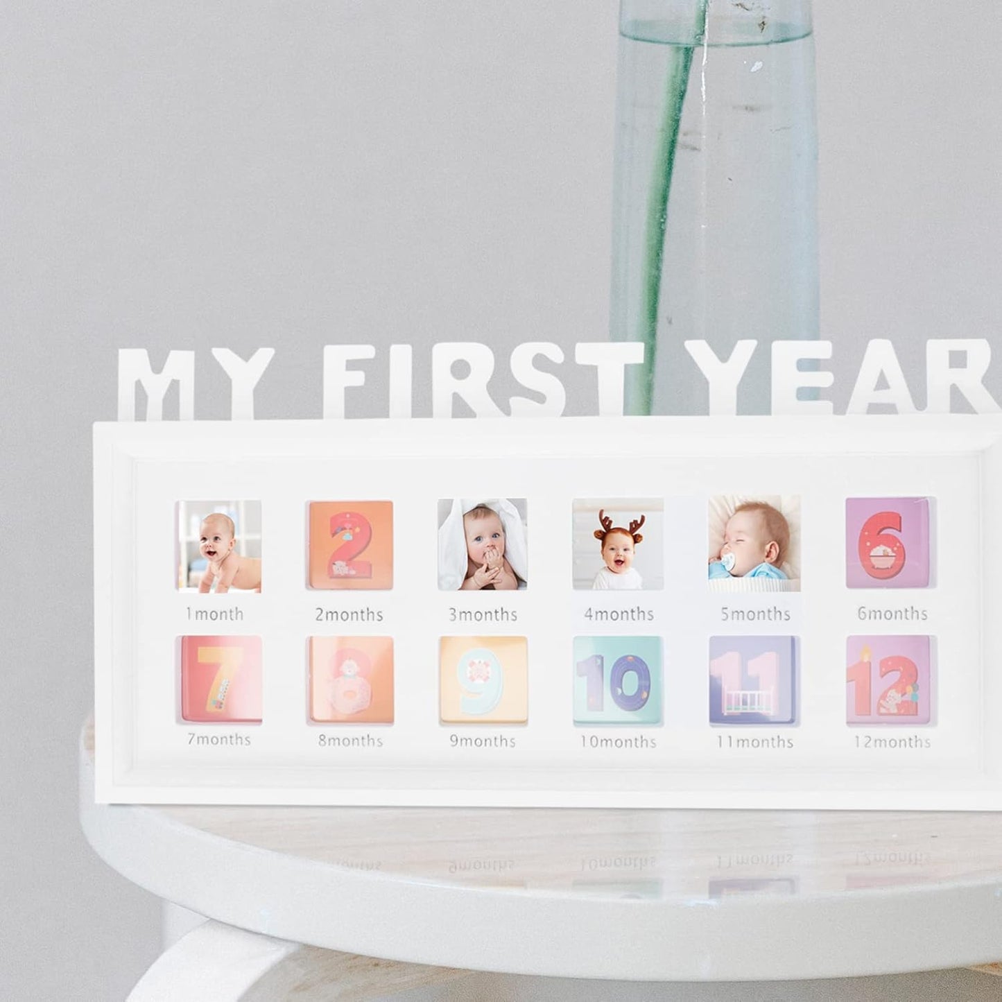 Kisangel Baby Growth Photo Frame Infant First Year Picture White NEW
