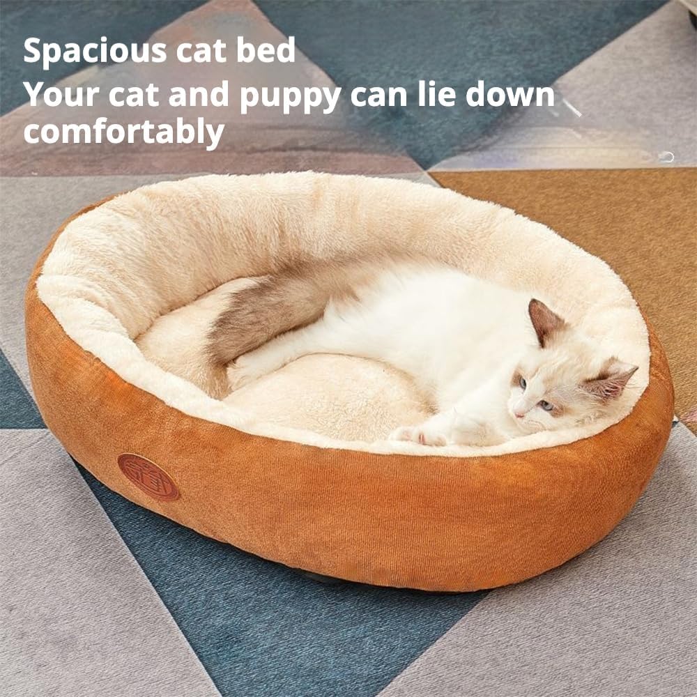 ZLOTOTEC Fluffy Faux Fur Pet Bed for Cats & Small Dogs, Brown X-Large Size NEW