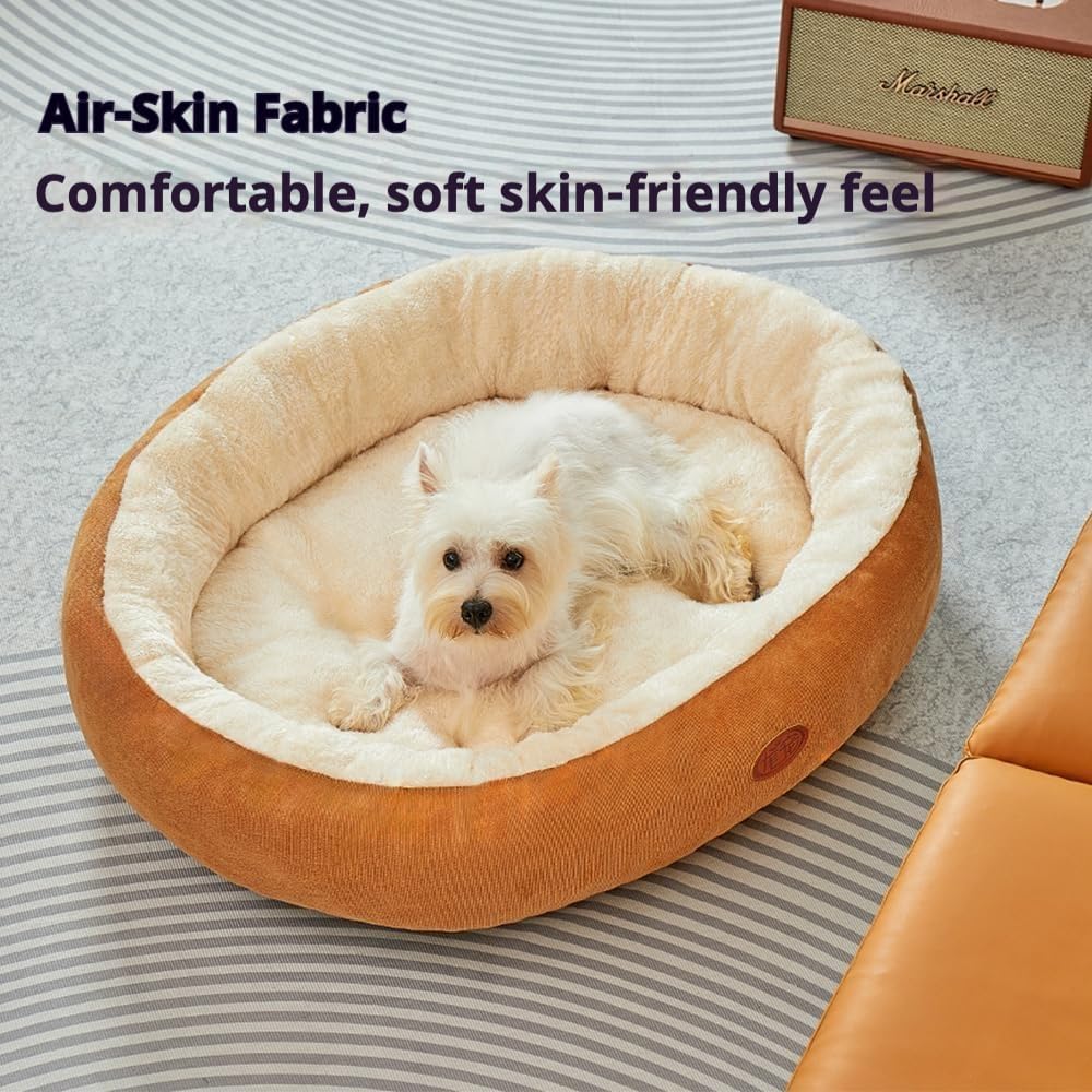 ZLOTOTEC Fluffy Faux Fur Pet Bed for Cats & Small Dogs, Brown X-Large Size NEW