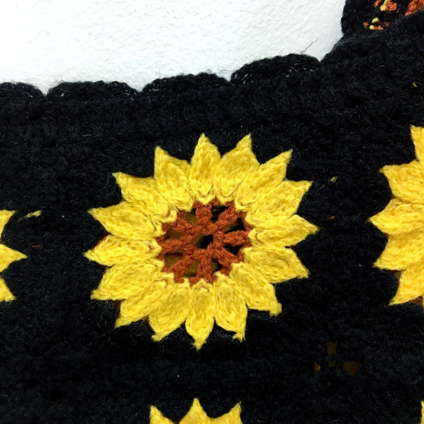 Dangerfield Womens Crochet Sunflower Crop Top in Black and Yellow, Size M