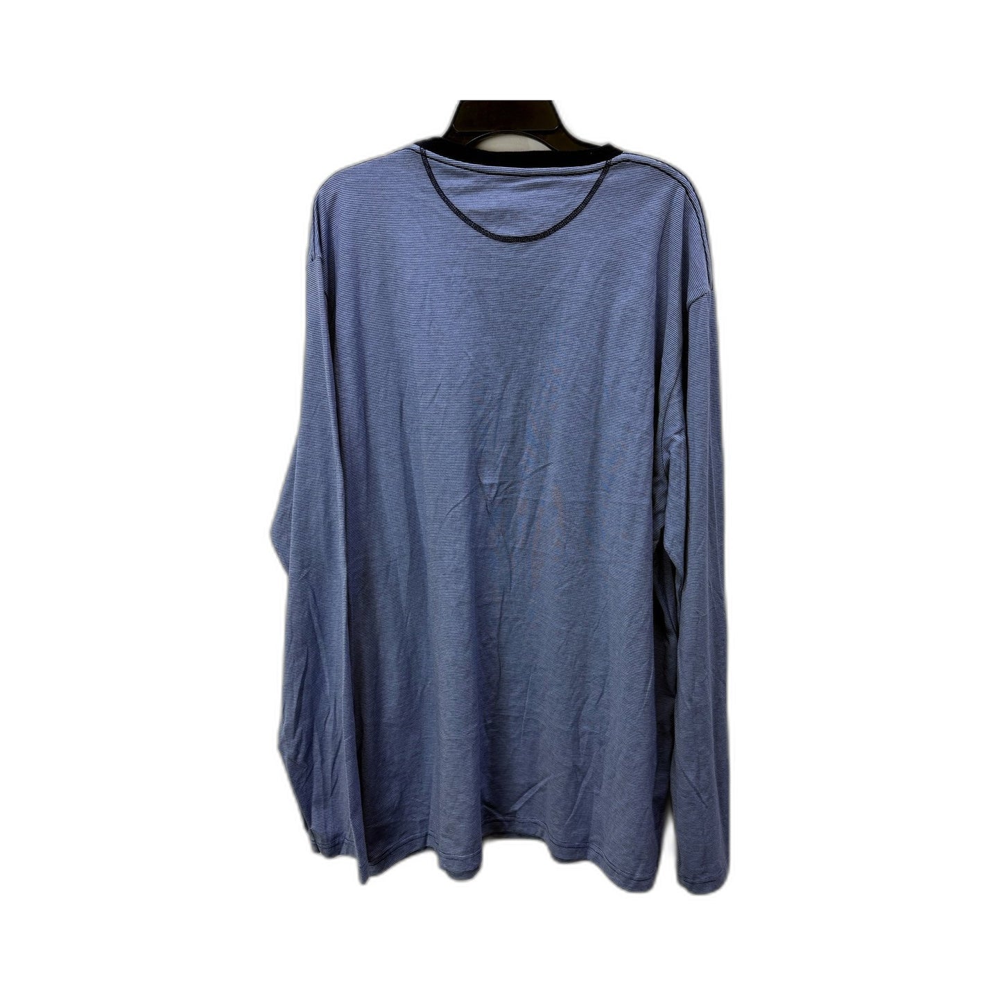 Ammann Mens Long Sleeve Blue Striped Cotton T-Shirt, Size L