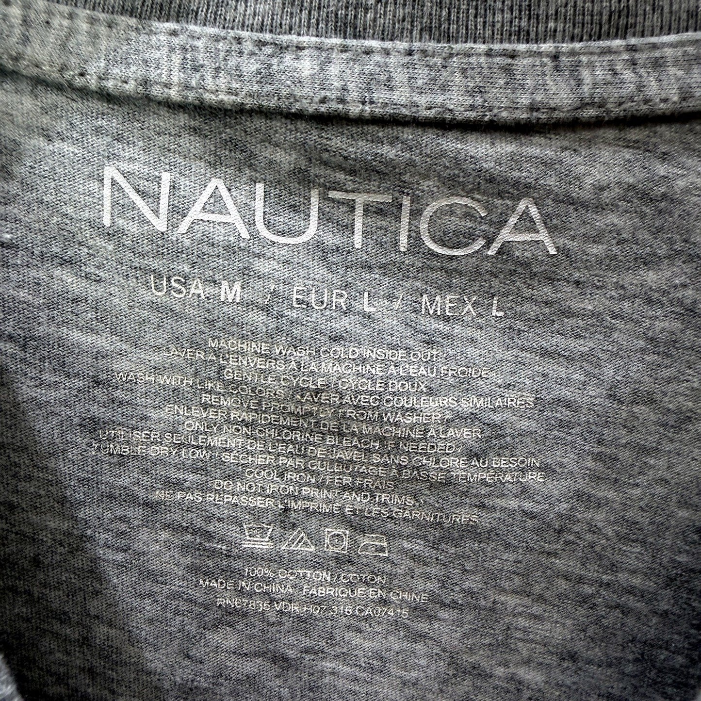 Nautica Mens Gray Cotton T-Shirt for Casual Everyday Wear, Size M