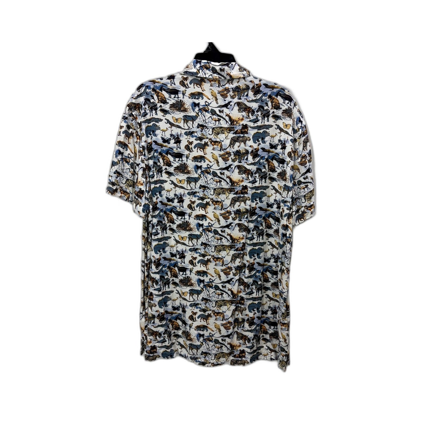 Kenji Mens Button-Down Shirt Viscose Casual Short Sleeve Multi Color Size S