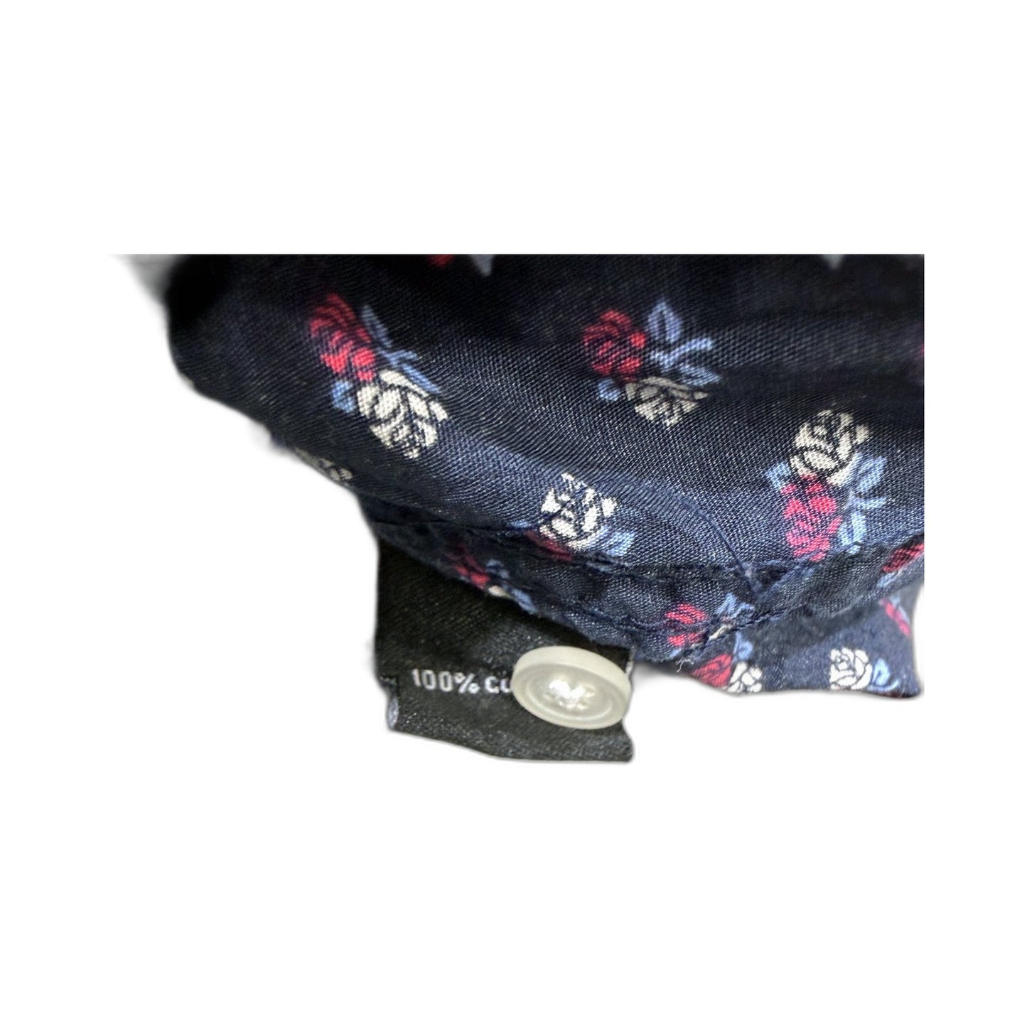 RDX Mens Button-Down Shirt Navy Blue Floral Print Short Sleeve Cotton Size S