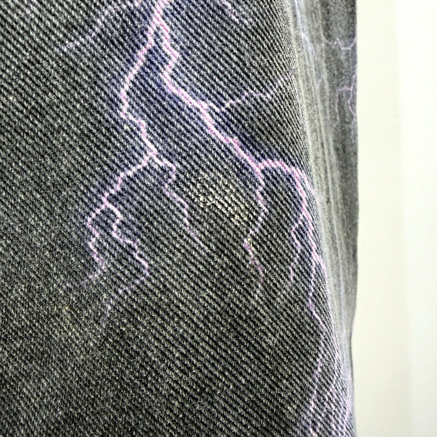 Black Lightning Print Jeans Mens with Purple Accent, Size 34L