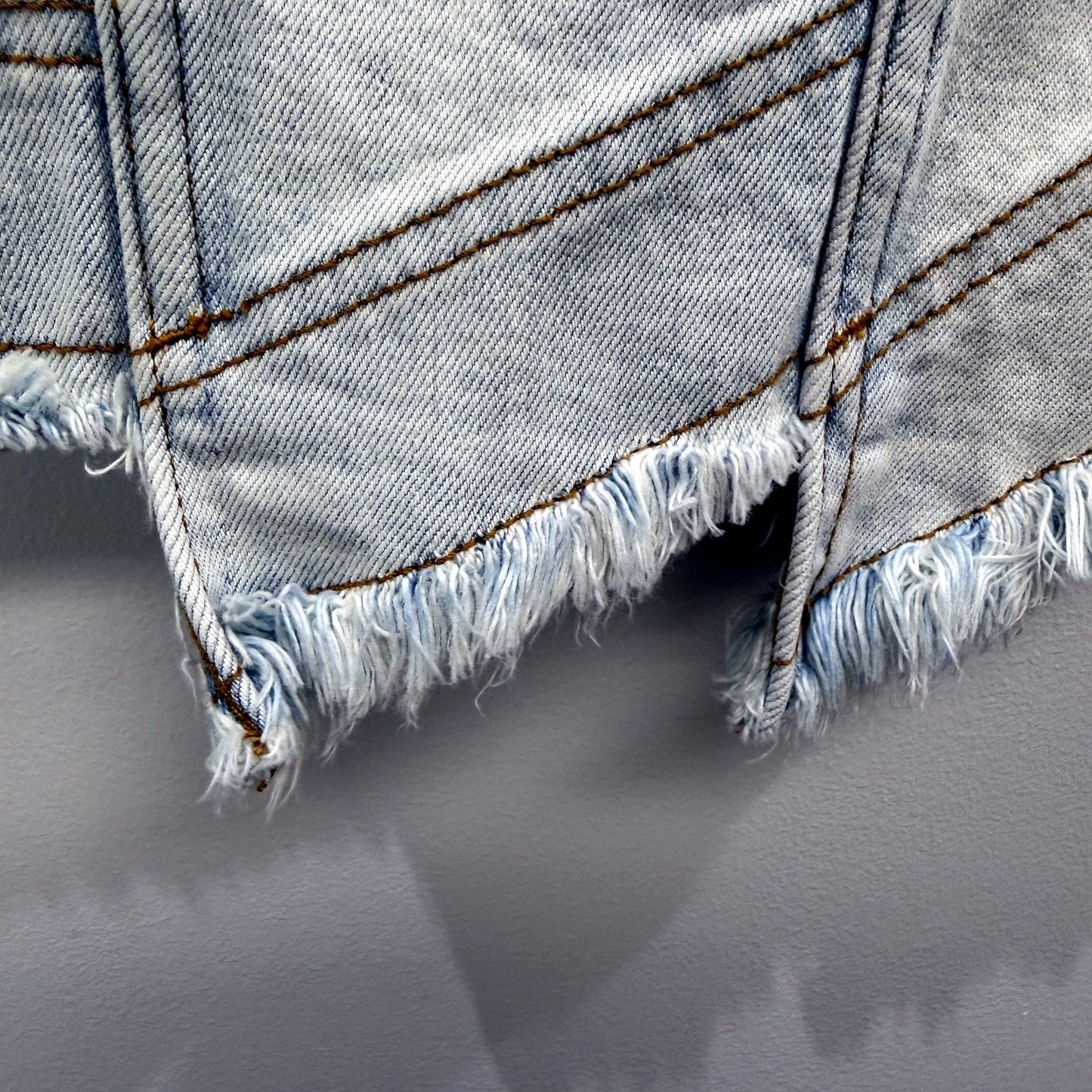 Aje Womens Denim Mini Skirt Light Blue Frayed Hem Button Front Size 10