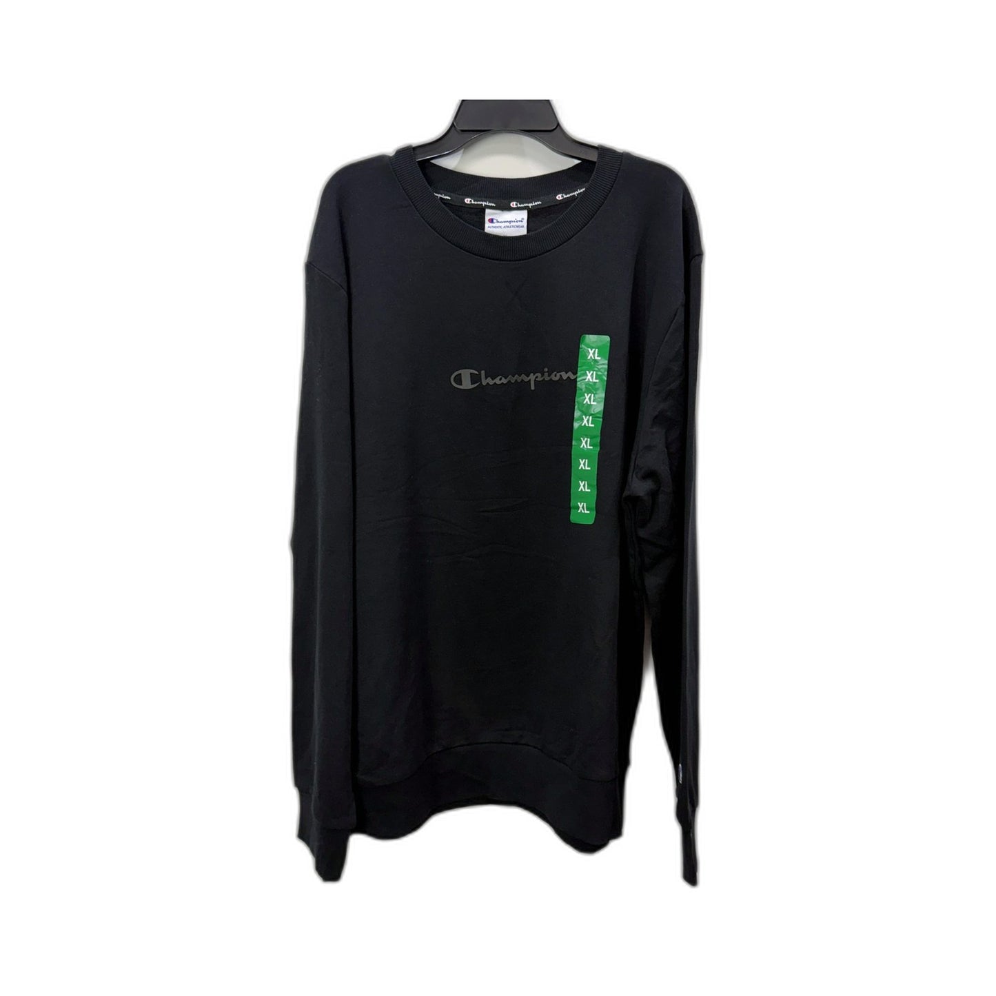 Champion Mens Pullover Sweatshirt Black Crew Neck Cotton Blend Size XL NEW
